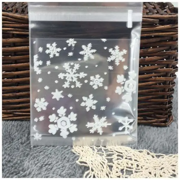 100 шт пакетики Белые снежинки упаковка мешок для печенья рождественские конфеты