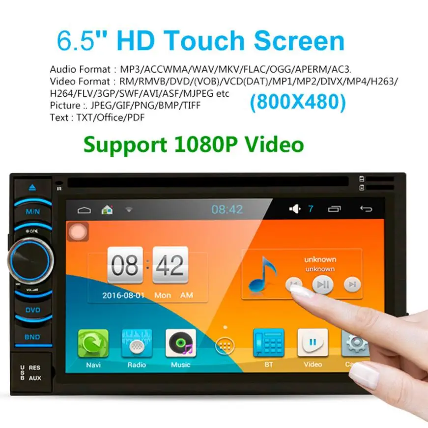 Best 6.5 " HD Android Wifi GPS Nav Car In Dash USB/SD/AUX/MP3/CD DVD Player Double DIN FM Radio Bluetooth MIC built in cell phones 4