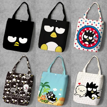 

Black Penguin Cartoon Student Printed Canvas Recy Shopping Bag Large Capacity Customize Tote Fashion Ladies Casual Shoulder Bags