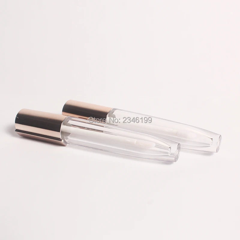 Empty Clear Lip Gloss Tube Rose Gold Cap Plastic Liquid Lipstick Container Round Clear Lip Gloss Refillable Bottle 40pcs/Lot