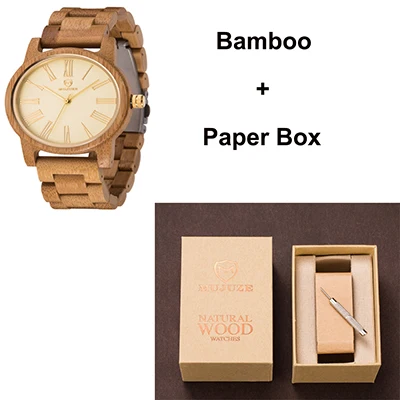 Прямая мужские и женские нарядные часы в деловом и повседневном стиле Дизайнерские деревянные часы по дешевой цене - Цвет: Bamboo with box