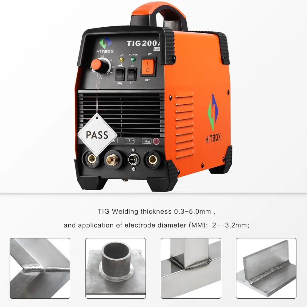 HITBOX Tig Welding Machine TIG200A 220V TIG MMA Function 200A DC 2T 4T Tig Welder For Stainless Steel Carbon Steel