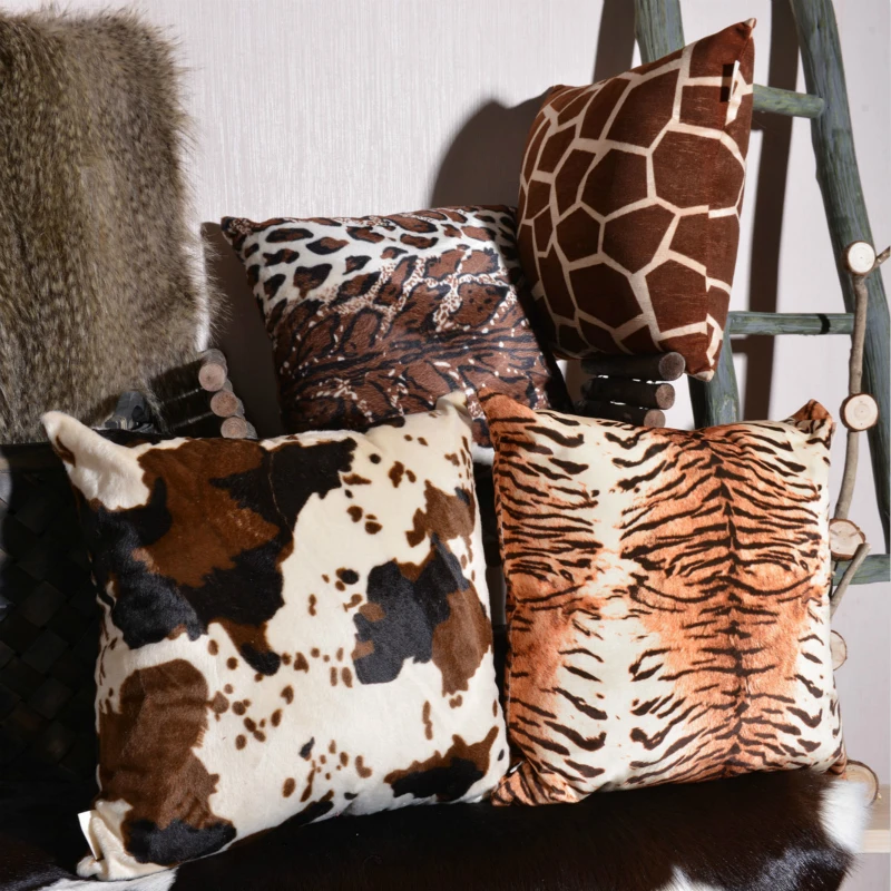 

Wild Animal Pattern Pillow Case Home Decorative Warm Pillow Cover Waist Protect Soft Available Cushion Cover For Sofa Car Chair