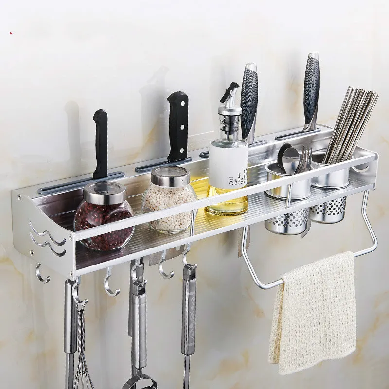 Kitchen hanger space aluminum metal wall hanger kitchen rack and hanger LU4177 Kitchen hanger space aluminum metal wall hanger kitchen rack and hanger LU4177