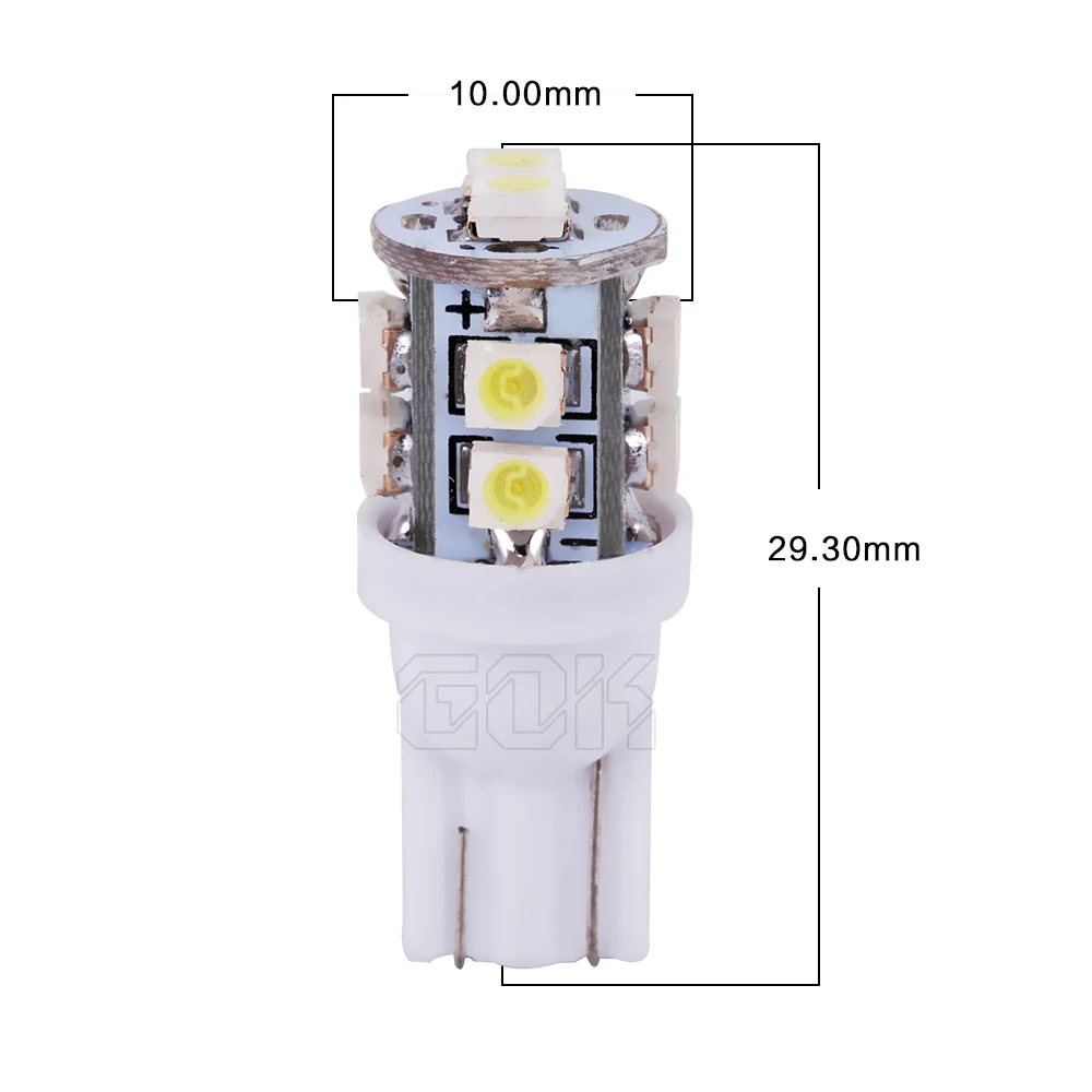 100 шт./лот автомобильные светодиодный светильник T10 10smd W5W светодиодный светильник 168 194 1210 3528 SMD t10 10 светодиодный просвет лампа белый Цвет стайлинга автомобилей