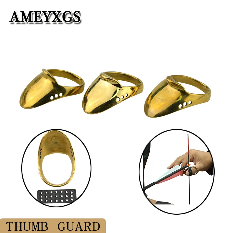 

Hunting Archery Finger Guard Adults Pull Bow Protective Gear Archery Accessories Brass Thumb Ring Finger Guard Protector