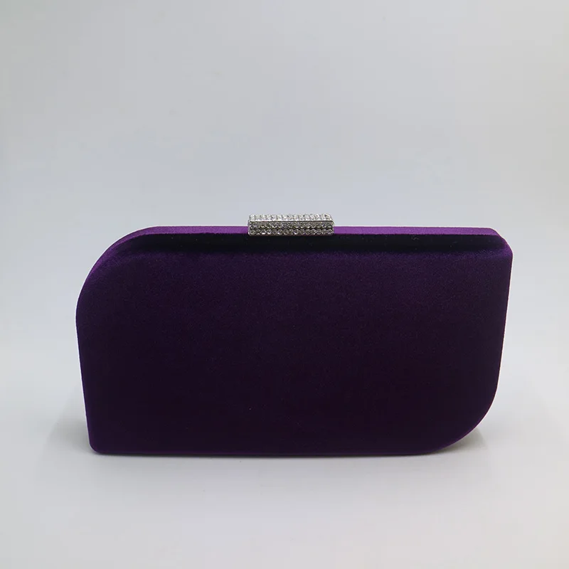 Темно-зеленый бархатный Жесткий Чехол, клатч, вечерние сумки и клатчи, сумочки с цепочкой на плечо для бала, выпускного вечера - Цвет: B-Purple