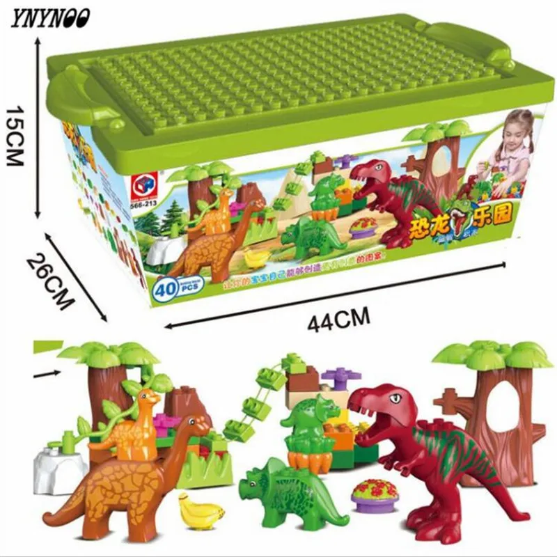 

(YNYNOO)40Pcs Set Large particles Animal dinosaur World Model toy Dino Valley Building Blocks Brick Compatible Duploe Legoinglys