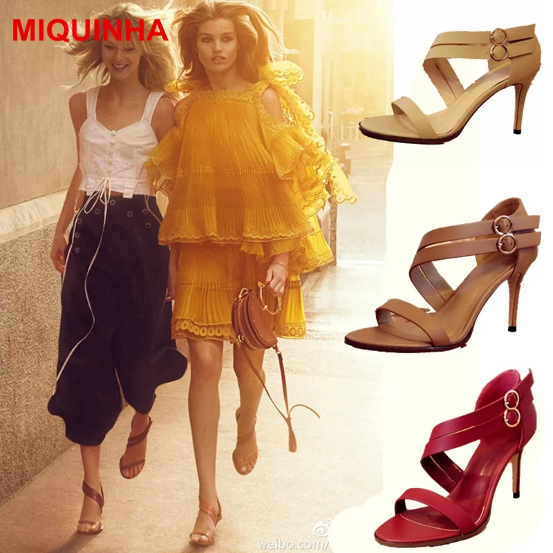 

MIQUINHA Open Toe Sexy High Thin Heel Women Summer Shoes Super Star Runway Stage Mujer Sandalia Buckle Design Fashion Hot Brand