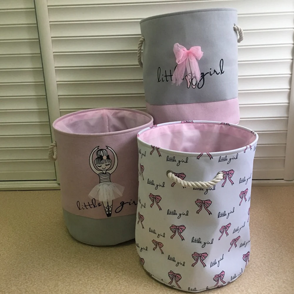 Новая складная корзина для белья для грязной одежды розовые балетные корзины для игрушек для девочек, сумка-Органайзер для детей, для домашнего хранения, моющая организация