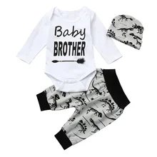 TELOTUNY Детские Одежда для девочек новорожденных для маленьких мальчиков буклет Топы+ брюки с динозаврами шапка комплект одежды из 3-х предметов bebe Одежда для мальчиков 1025