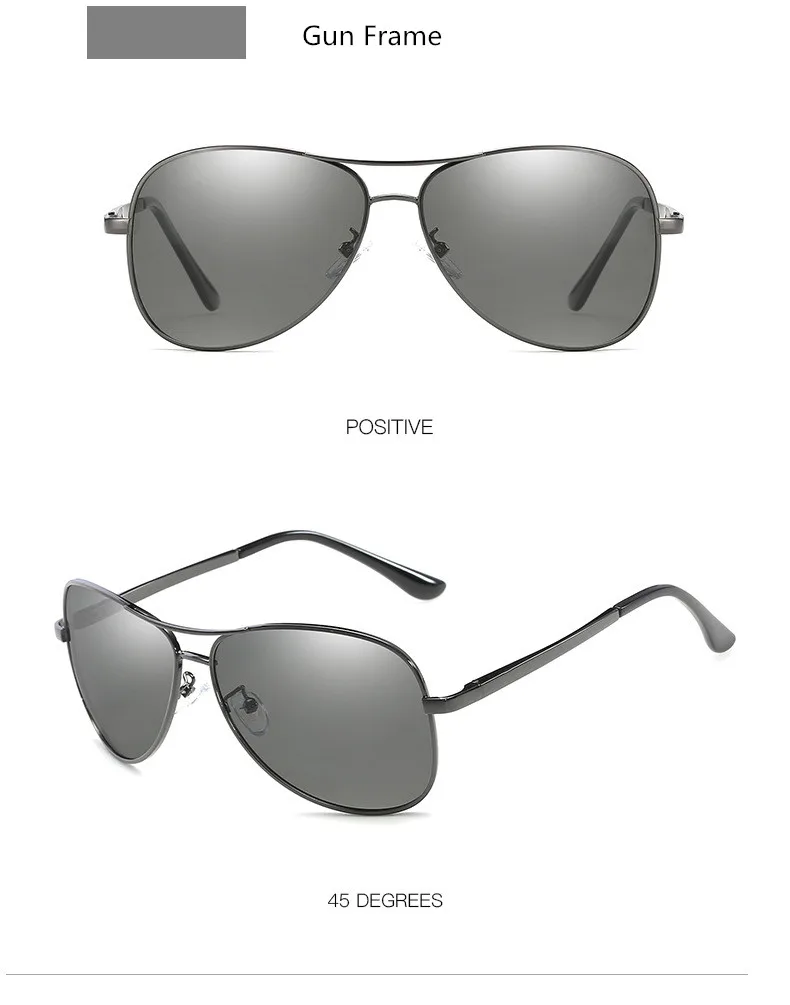 Мужские фотохромные и поляризационные металлические солнцезащитные очки пилота, черные линзы UV400 для дневного и ночного вождения солнцезащитные очки S7750-1