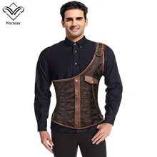 Wechery, винтажный корсет для талии, для мужчин, готический, стимпанк, корсет, Ретро стиль, на одно плечо, на шнуровке, с цепочкой, Ретро стиль, тонкий пояс