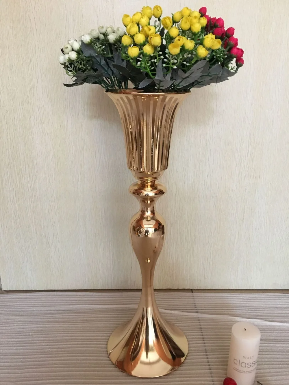 New style Gold Metal Trumpet Vase For Flower Wedding Centerpiece