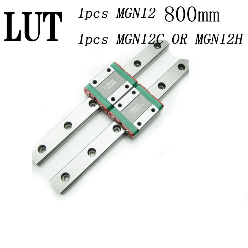 

High quality 1pcs 12mm Linear Guide MGN12 L= 800mm linear rail way + MGN12C or MGN12H Long linear carriage for CNC XYZ Axis