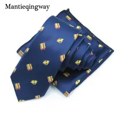 Mantieqingway для мужчин Галстук Ханки Набор для мужчины Бизнес Рождественский узор шеи галстук платок для Мужская Gravatas узкий галстук