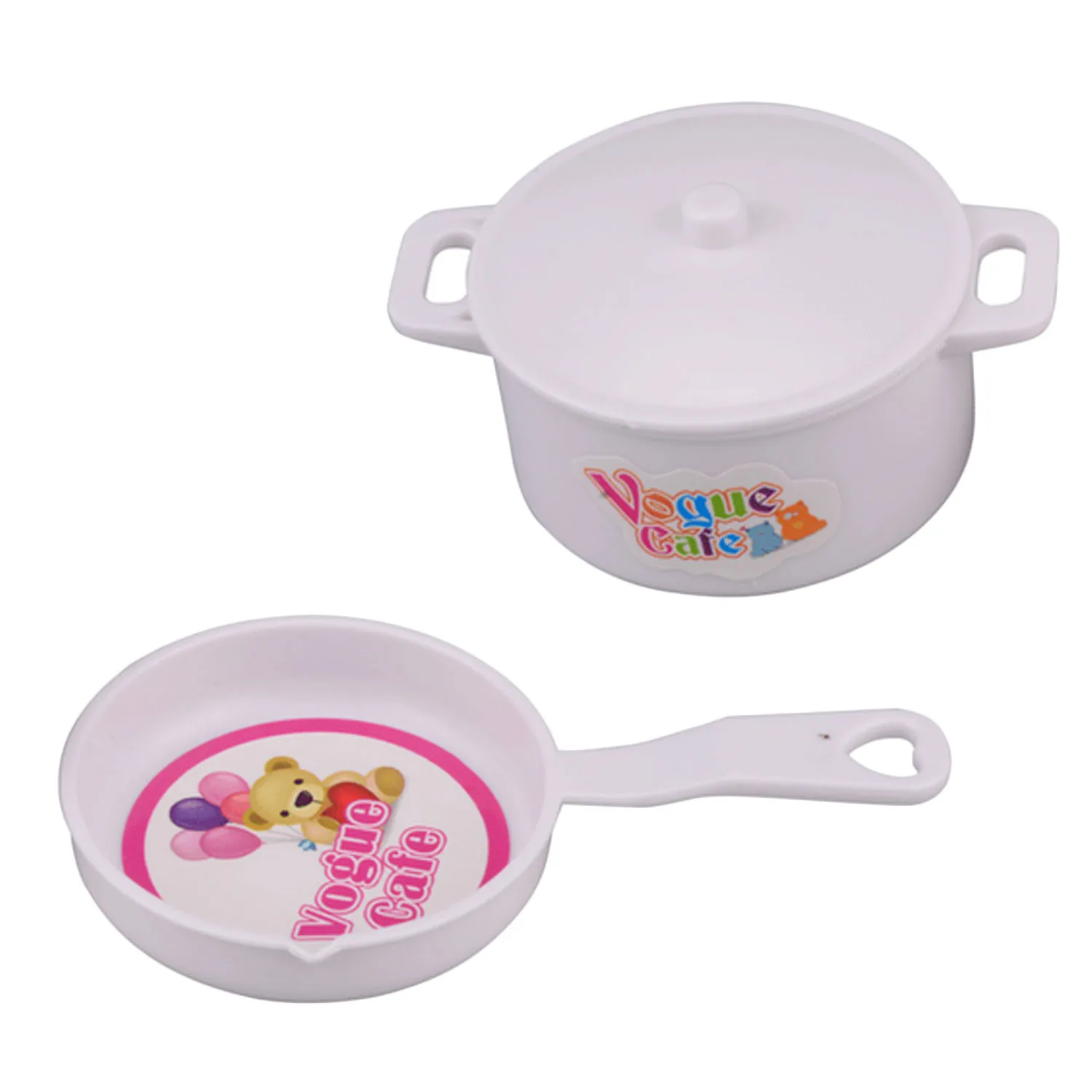 Besegad Kids 25PCS Mini Doll Simulation Pots Pans Spoons Cups Knives Kitchen Cookware Tool Dollhouse Accessories for Barbie Toy