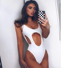 Вырезать черный, белый цвет боди Эротическое Монокини Плавание костюм Для женщин Высокая Талия Плавание одежда Одна деталь Купальник мягкий ванный комплект пляжная одежда
