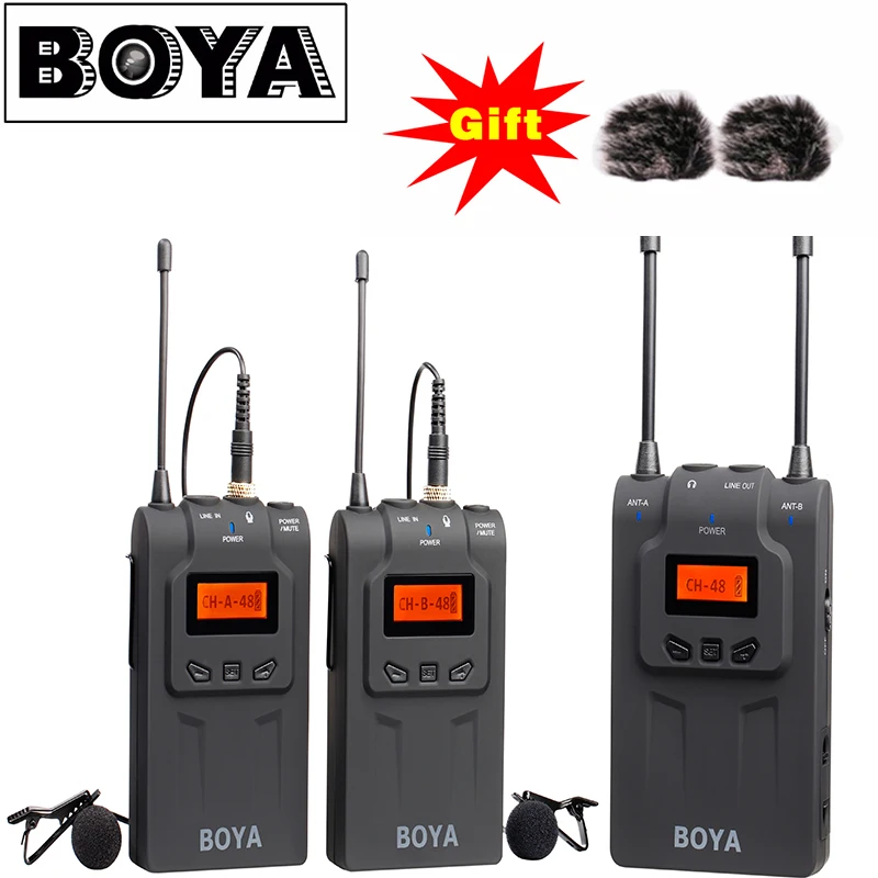 

BOYA BY-WM8 Dual-Channel Wireless Lavalier Microphone System with 48 Channels 6 Hours Continuous Running Time for Interviews