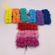 36/72/144 шт. 2 см мини Пены Искусственный цветок розы Букет одежда для свадьбы, дня рождения бумажная коробка украшения дома декоративный венок расходные материалы