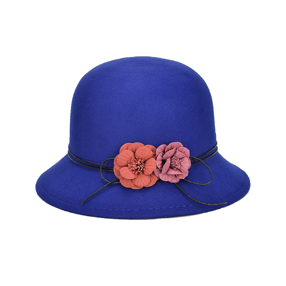 Ретро шерсть войлочная одежда цветы шляпа дамы широкая шляпа элегантные девушки мода кепки для вечерние свадебные украшения Лидер продаж