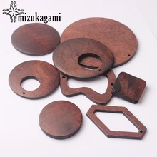 Retro Woodiness Drop Earrings Accessories Geometric Round Shape Charms Connector 6pcs/lot For DIY Earrings Making Accessories