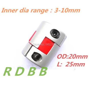 

RDBB NEW 3 pcs XB Couplings Aluminium Plum Flexible Shaft Coupling D20 L25 Motor Connector Flexible inner size 5 6 6.35 8 10 mm