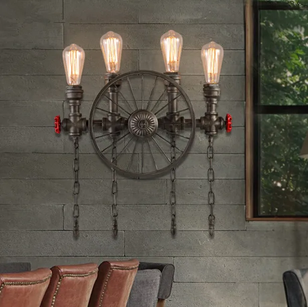 

American Industrial Retro Wall Lamp Loft Creative Personality Restaurant Bar Iron Water Pipe Wall Light Free Shipping