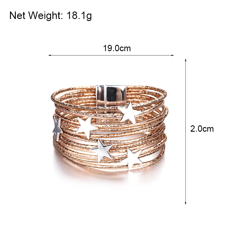 Amorcome Bohemian Star Leather Bracelets for Women Fashion Pentagram Multilayer Wide Wrap Bracelets & Bangles Jewelry Femme - Image 6