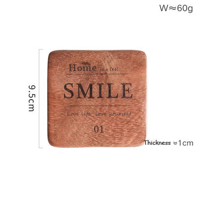 Square Smile Винтажная деревянная подставка для напитков, креативная квадратная круглая кофейная чашка, коврик для чая, обеденная Нескользящая деревянная подставка, украшение для дома - Цвет: Square Smile