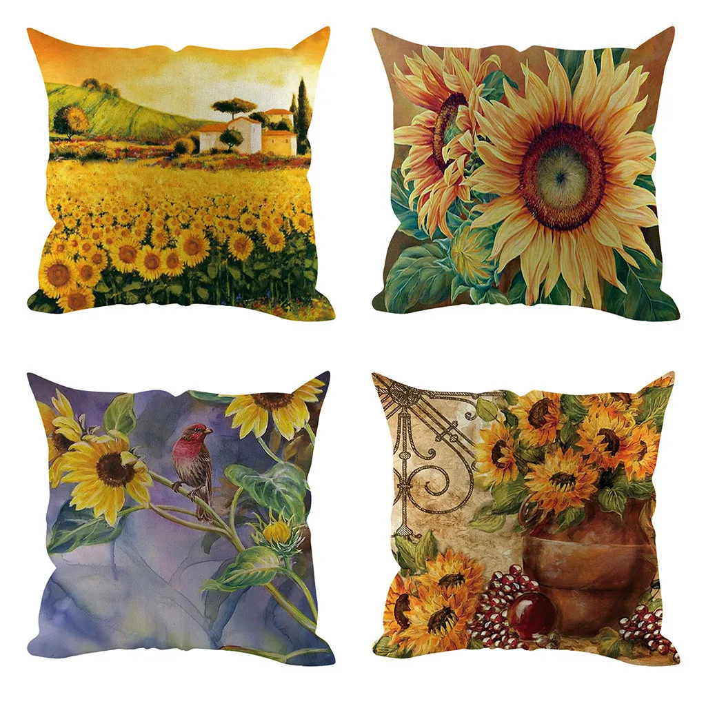 

Gacsidy Store dakimakura 4PC Sunflower Pillowcase Coffee Shop pillow case cover