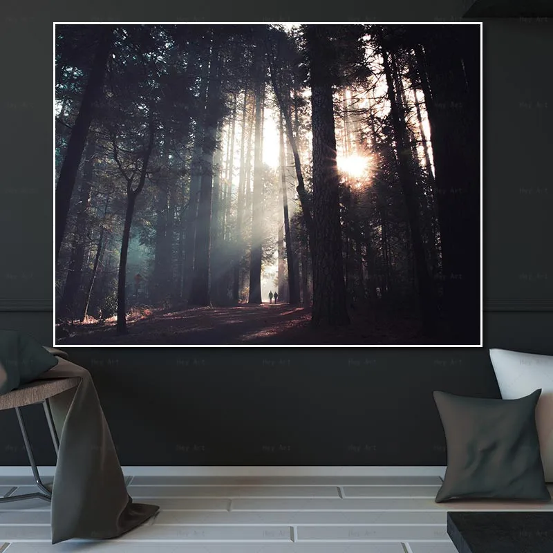 Wall Pictures for Living Room Sunrise Landscape Canvas Print Forest Painting Frameless Printing Modern Art Poster