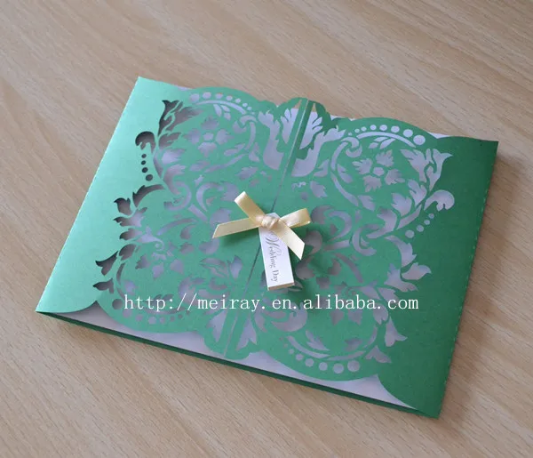 100pcs Lot New Year Decorations Laser Cut Gatefold Invitations