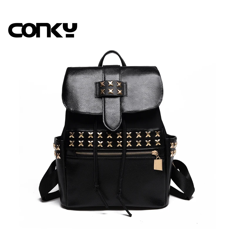 Brand 2016 Women Fashion Rivet Backpacks School Girls Shoulder Bags Travel Backpack For Ladies Cute Schoolbag