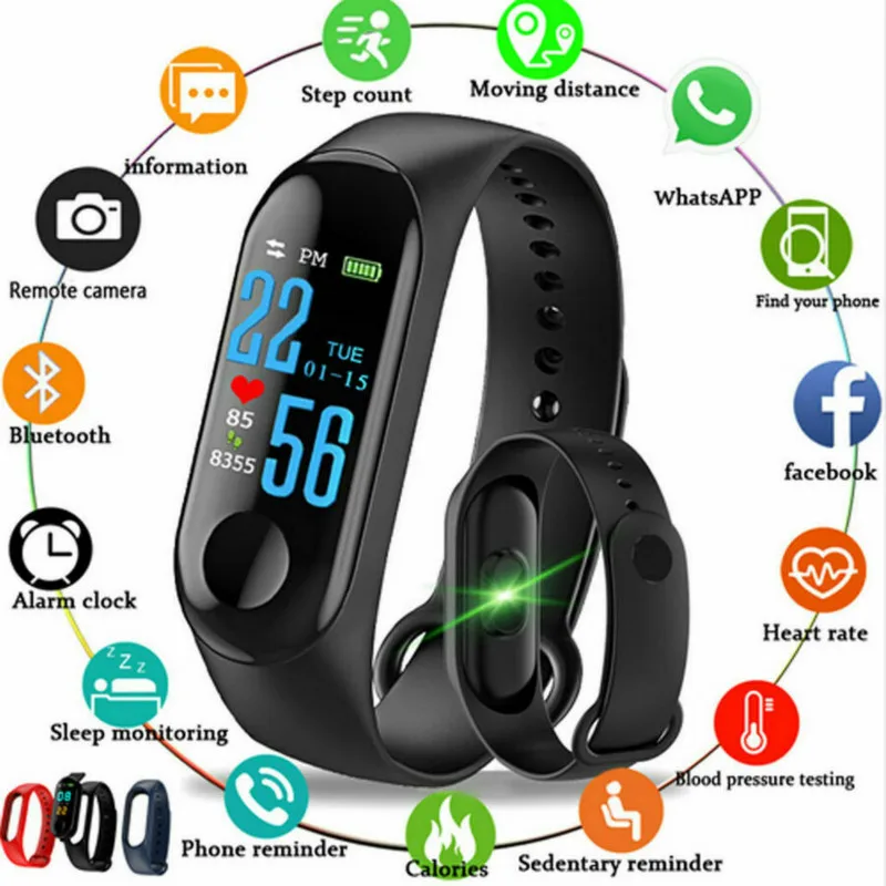 

M3 band Outdoor Sports Smart Wristband Fitness Bracelet Heart Rate Blood Pressure Monitoring Wristbands Tracker