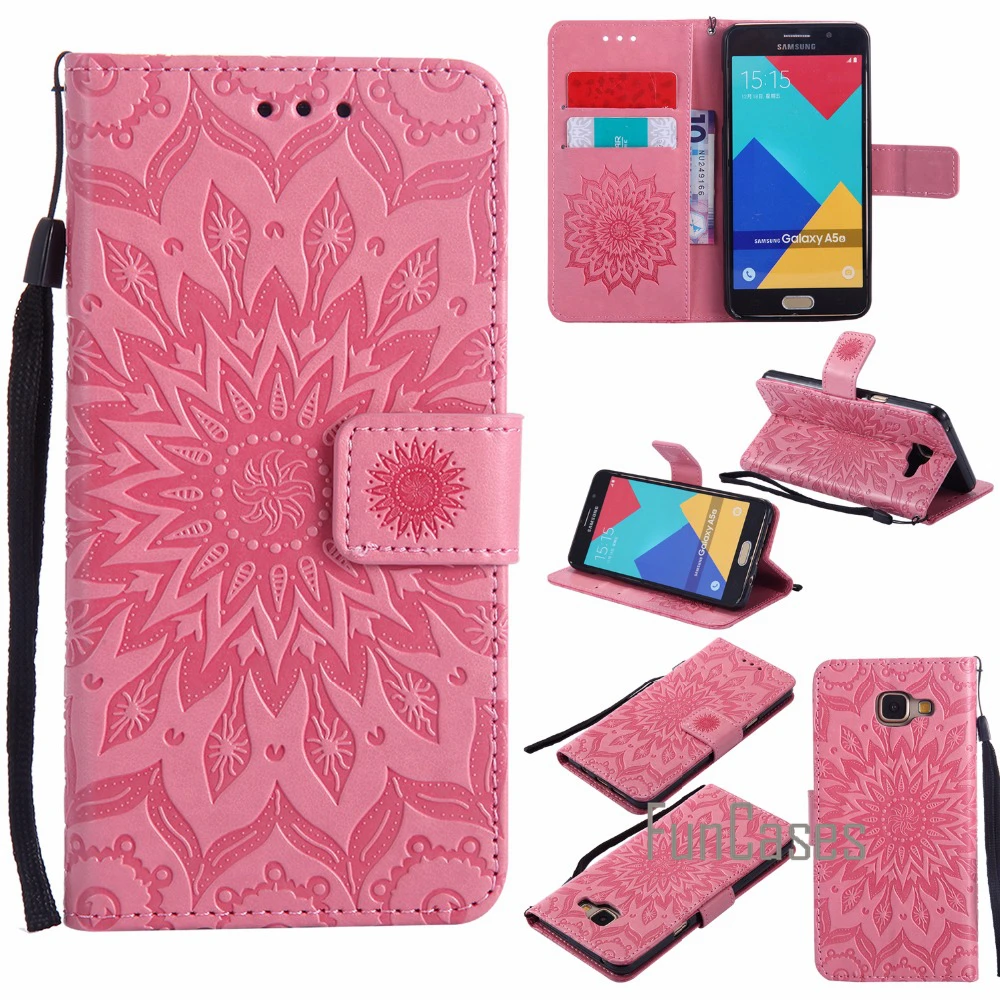 Тиснением Flower чехол СПС Coque Samsung Galaxy A5 2016/a5 2017 Fundas 2015 + держателей карт | Мобильные