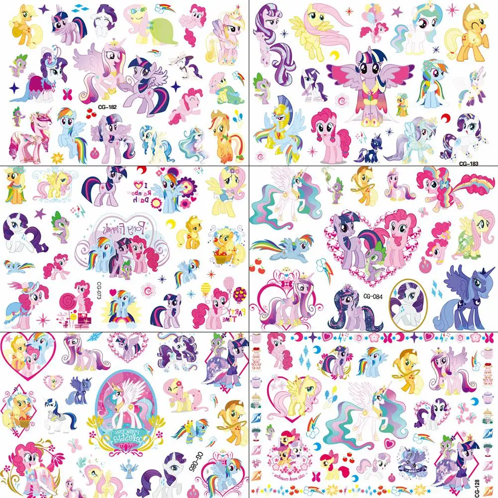 

QUCIOUS Water Transfer Cartoon Little Pony Temporary Tattoo Sticker For Girl Baby DIY Arm Hand Tatoo Flash Unicorn Tattoo Paper