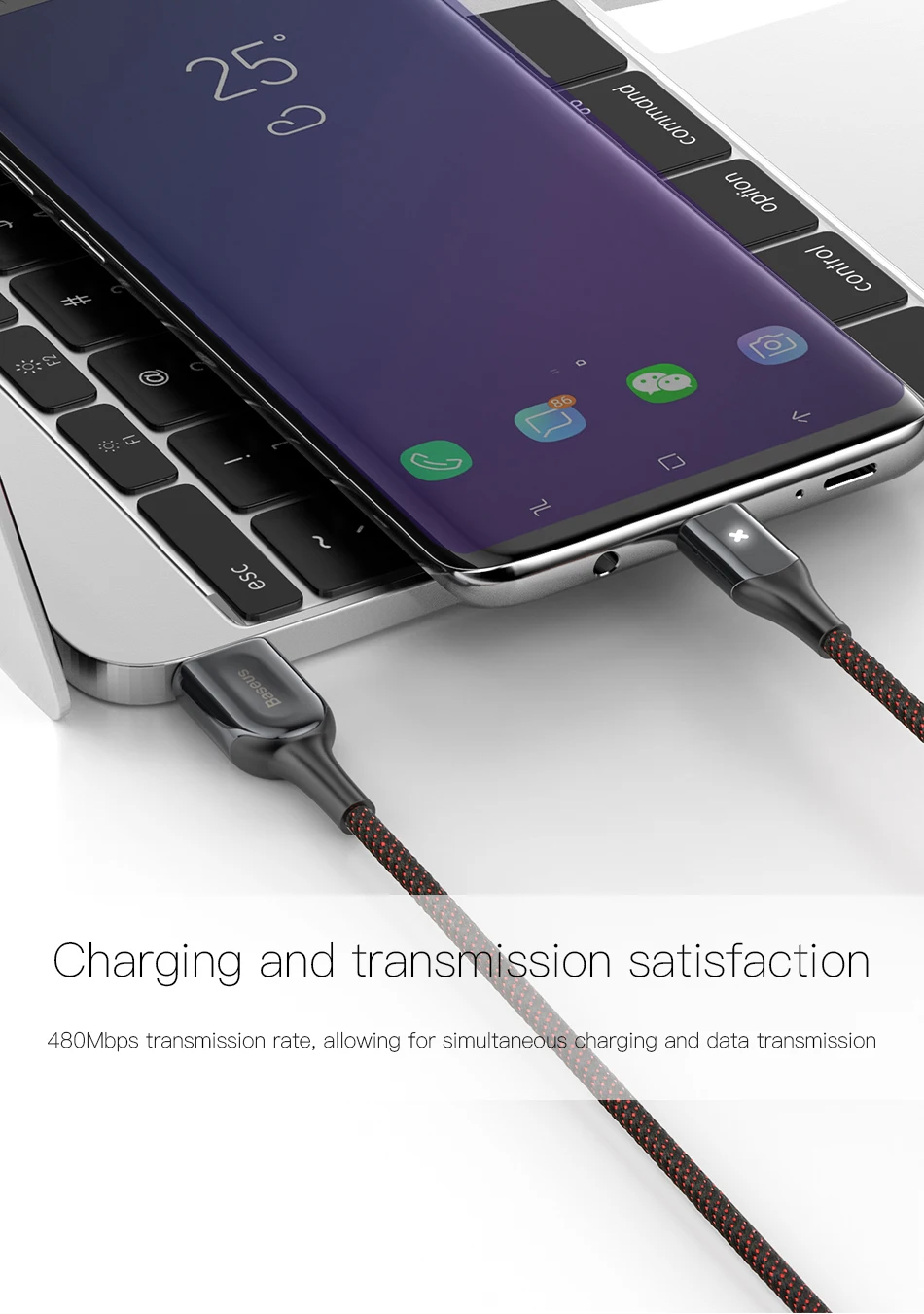 Baseus Тип usb C зарядный кабель для samsung galaxy S9 S8 плюс Quick Charge 3,0 зарядный кабель для передачи данных для Xiaomi one plus 5 t USB-C Тип-C