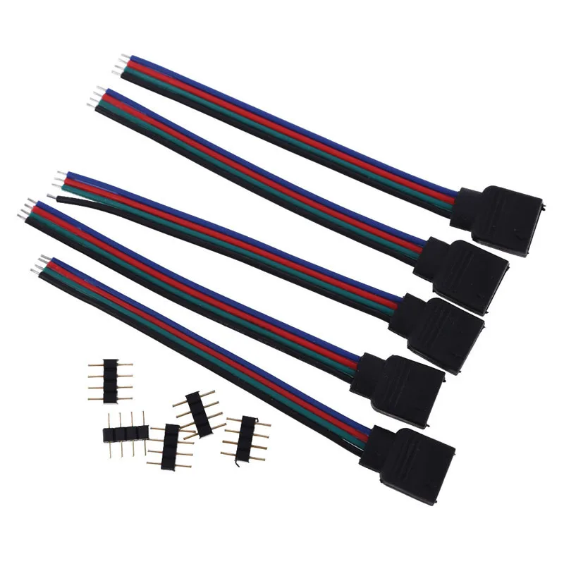 Высококачественный 4 контактный удлинитель RGB 5 шт. соединяемый кабель для