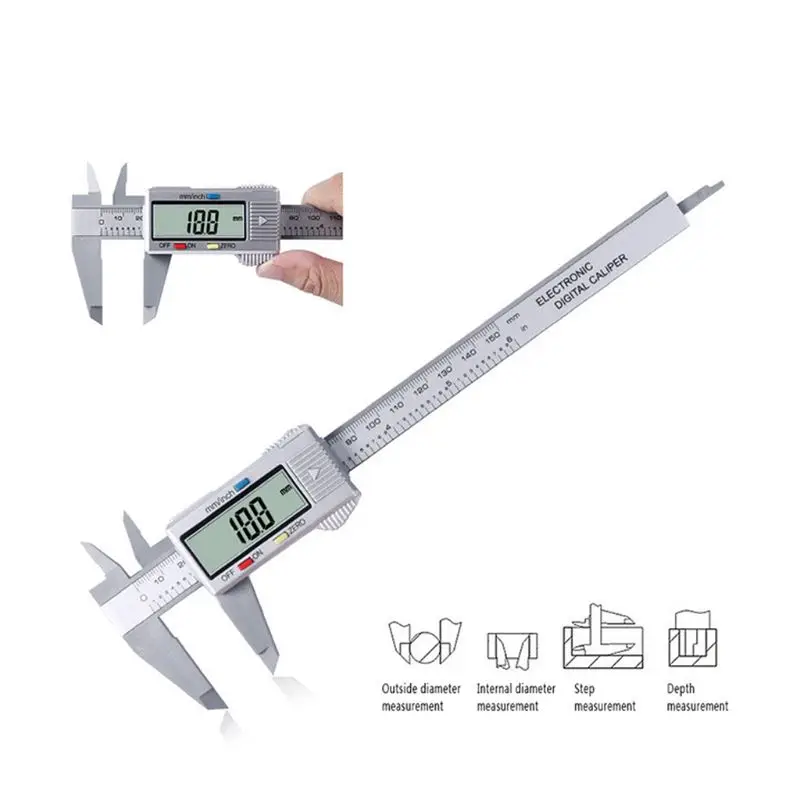

6inch 150mm LCD Digital Electronic Carbon Fiber Vernier Caliper Gauge Micrometer