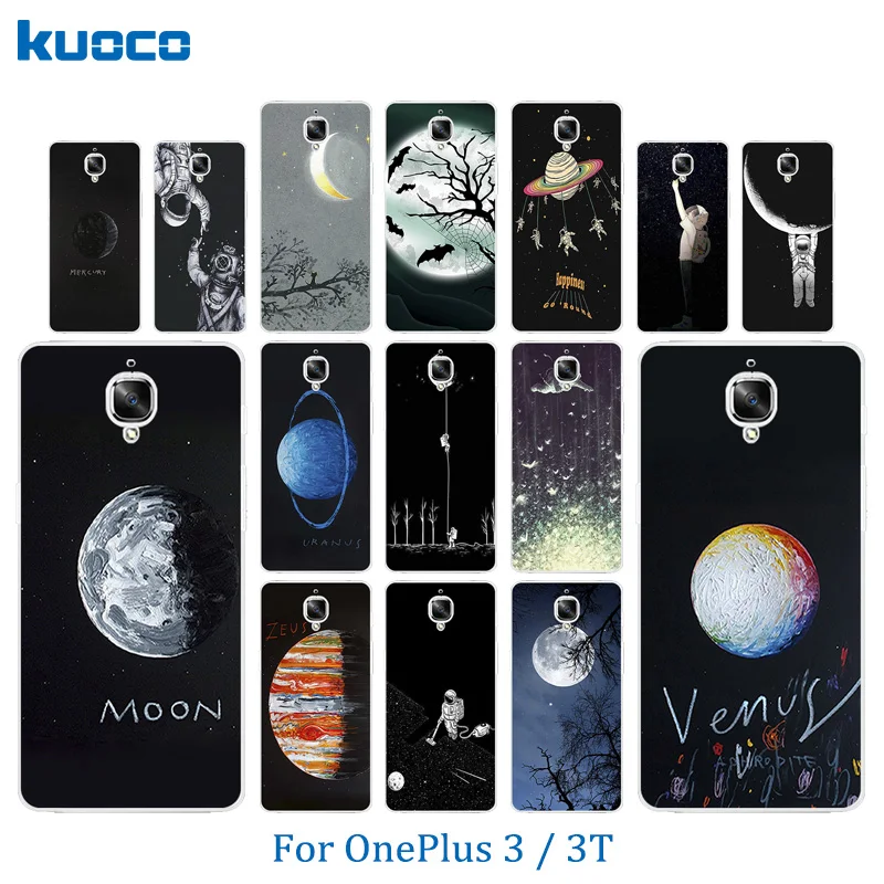 Phone Case for OnePlus 3 / 3T A3000 Space Moon Pattern Protective Back Cover One Plus Funda Matte Flexible Anti Knock Capa |