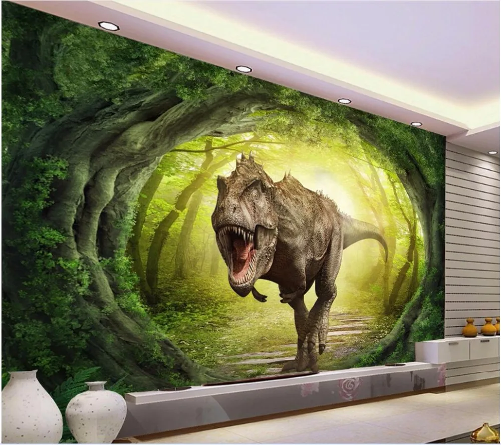 

3d wallpaper custom mural photo dinosaur world scenery forest picture room painting 3d wall murals wall paper for walls 3 d