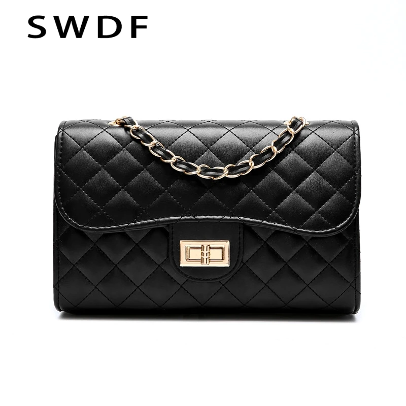 

SWDF Women Handbags 2019 Summer New Crossbody Bag Female Designer Lingge chain package Ins Women Lock Shoulder Bag Clutch Bag