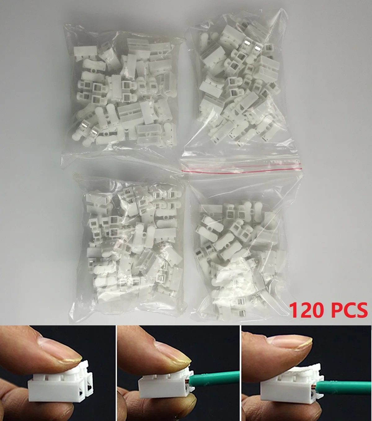 120pcs  Electrical 2Pins Cable Connectors  twin connector  CH2 Quick Splice Lock Wire Terminals