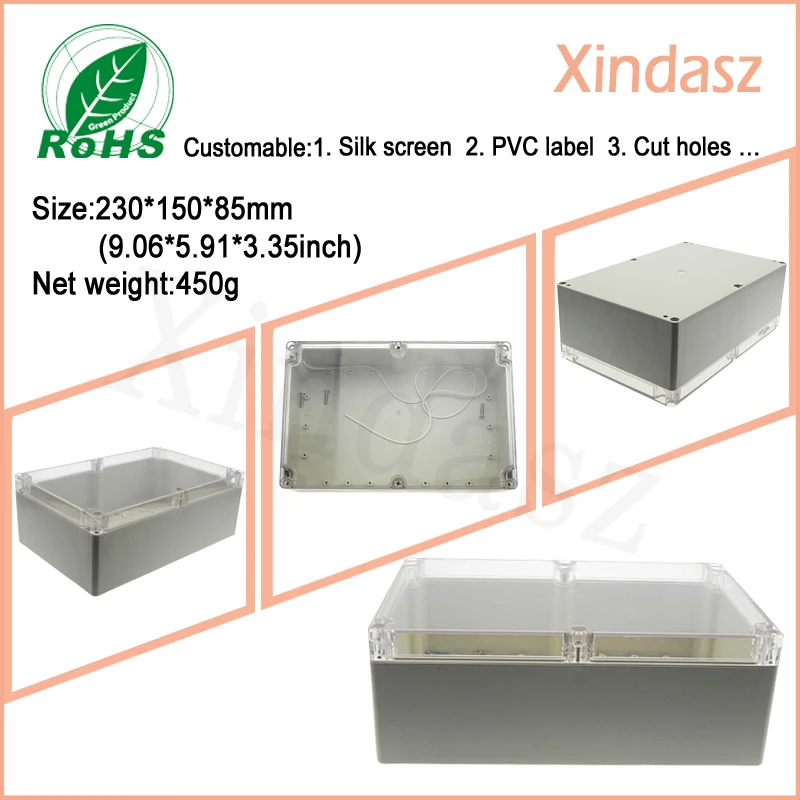 Waterproof Clear Cover Plastic Electronic Project Box Enclosure case 230*150*85 Waterproof Clear Cover Plastic Electronic Project Box Enclosure case 230*150*85
