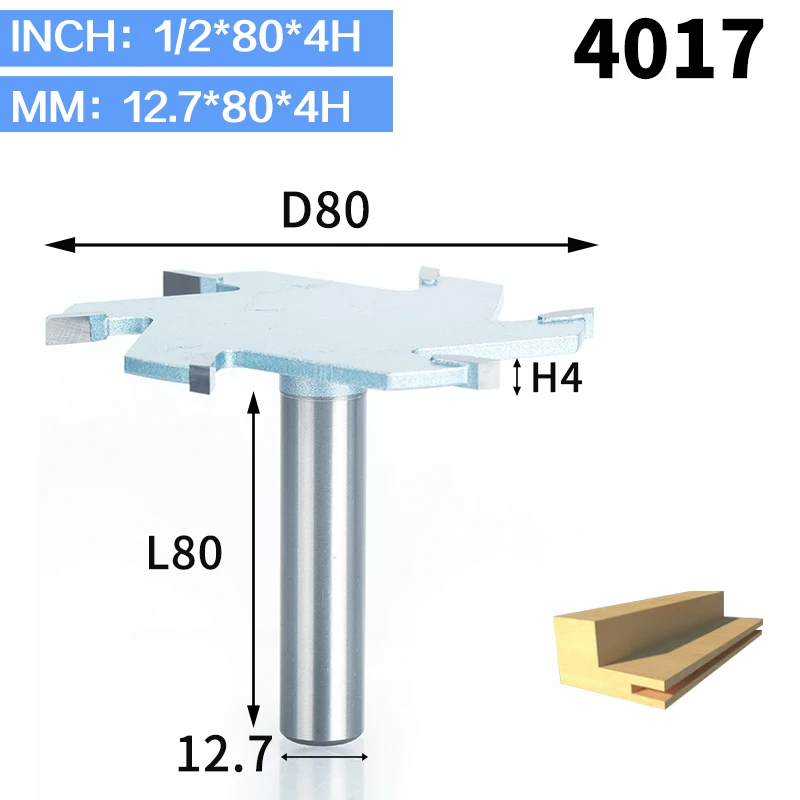 HUHAO 1 шт. 1/" хвостовик Т-образный долбежный деревообрабатывающий резак промышленного класса 6 флейт фрезы для дерева Инструмент Фреза - Длина режущей кромки: 4017