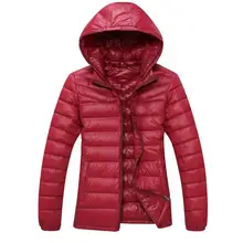 S-2XL Оптовая 7 Цвет 2016 Зима 90% белая утка вниз Куртка марка Женщины Верхняя Одежда Тонкий С Капюшоном Теплая Вниз Пальто w1531