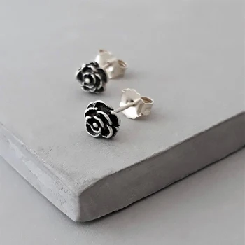 

Real 925 sterling Silver Rose Stud Earring beautiful flower ear stud for women