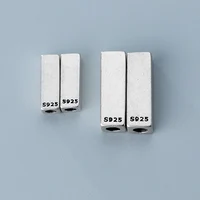 100% 925 Sterling Silver Rectangle Charm Beads Simple S925 Silver Geometry Spacer Beads DIY Jewelry Making Bracelets Accessories 1
