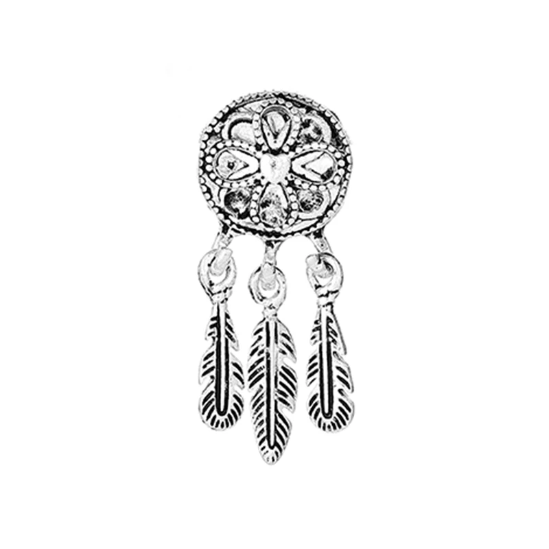 2 шт./лот ловец снов перо шарм Fit Pandora браслеты ожерелья персонализированные для мужчин и женщин детский подарок изготовление - Окраска металла: P001